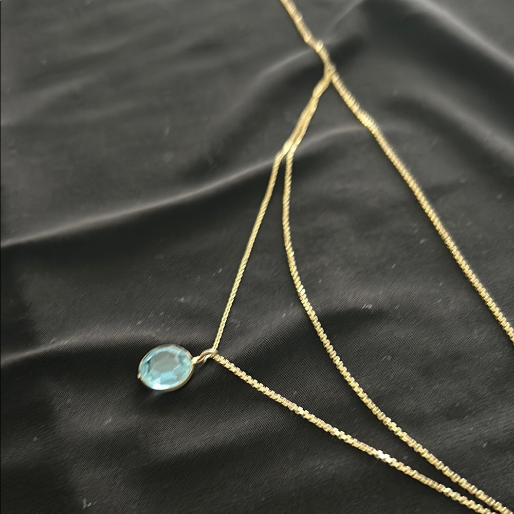 14k GOLD. Made in Italy. 3 Tier strand 14k Gold Necklace. Aqua Charm excluded - Picture 5 of 9